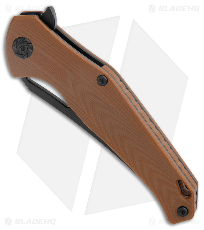 Kubey KU151-2 Trailing Point Knife Tan G-10 - Blade HQ