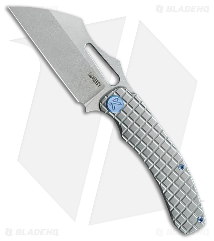 Kubey Sylow Frame Lock Knife Frag Pattern Titanium (3.5" Stonewash)