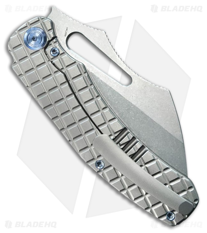Kubey Sylow Frame Lock Knife Frag Pattern Titanium (3.5" Stonewash)