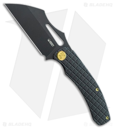 Kubey Knives Sylow Frame Lock Knife Black Stonewash Titanium (3.5" Black SW)