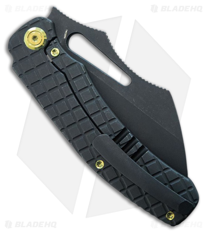 Kubey Knives Sylow Frame Lock Knife Black Stonewash Titanium (3.5" Black SW)