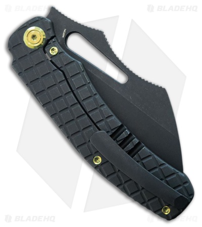 Kubey Knives Sylow Frame Lock Knife Black Stonewash Titanium (3.5" Black SW)