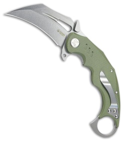 Kubey Knives Wrath Liner Lock Karambit Knife Green G-10 (2.7" Bead Blast)