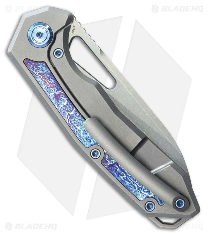 Kubey Vagrant Frame Lock Knife Gray Ti/Flame Titanium Inlays (3.2" BB S35VN)