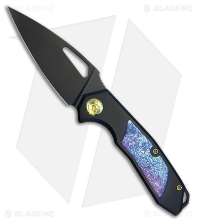 Kubey Knives Coeus Frame Lock Knife Black Ti/Timascus Black DLC