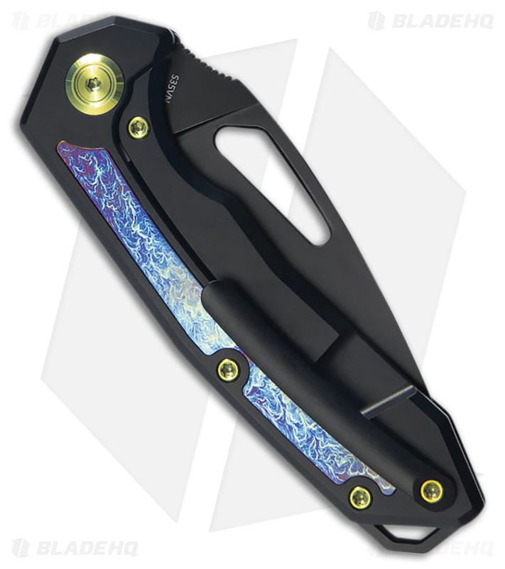 Kubey Knives Coeus Frame Lock Knife Black Ti/Timascus Black DLC