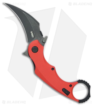 Kubey Knives Rogue Liner Lock Karambit Knife Red G-10 (2.9" Black SW)