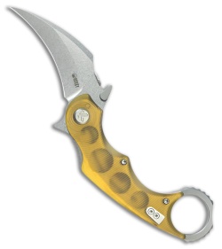 Kubey Knives Rogue Liner Lock Karambit Knife Ultem (2.9" Stonewash)