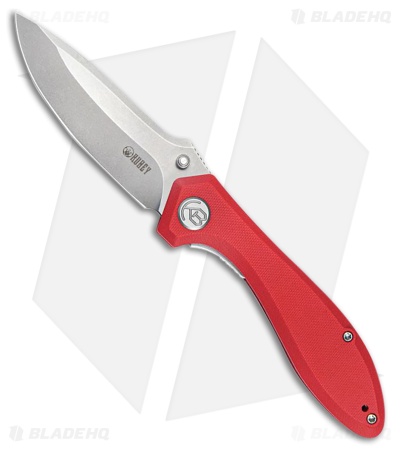 Kubey Ruckus Liner Lock Knife Red G-10 Bead Blast