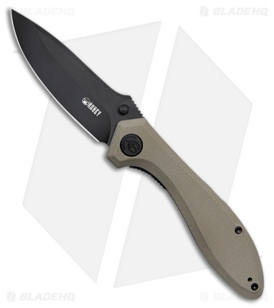 Kubey Ruckus Liner Lock Knife Tan G-10 (3.3" Black SW)