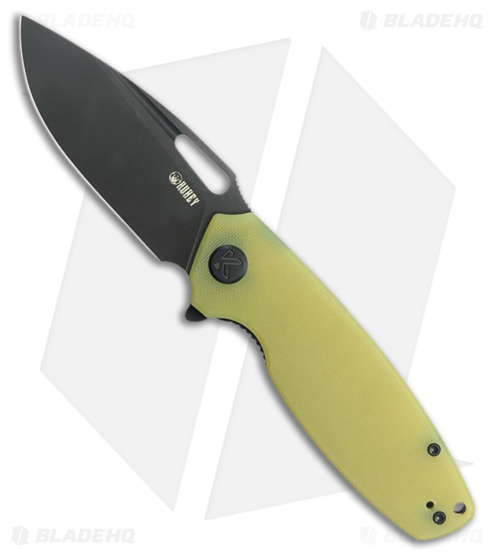 Kubey Tityus Liner Lock Knife Translucent Yellow G-10 (3.4" Black SW)