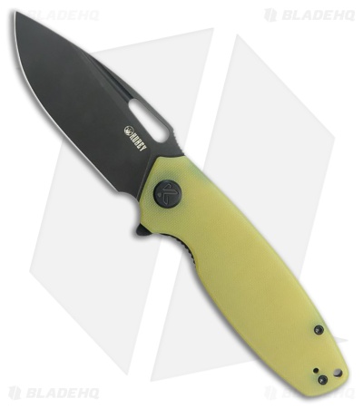 Kubey Tityus Liner Lock Knife Translucent Yellow G-10 (3.4" Black SW)