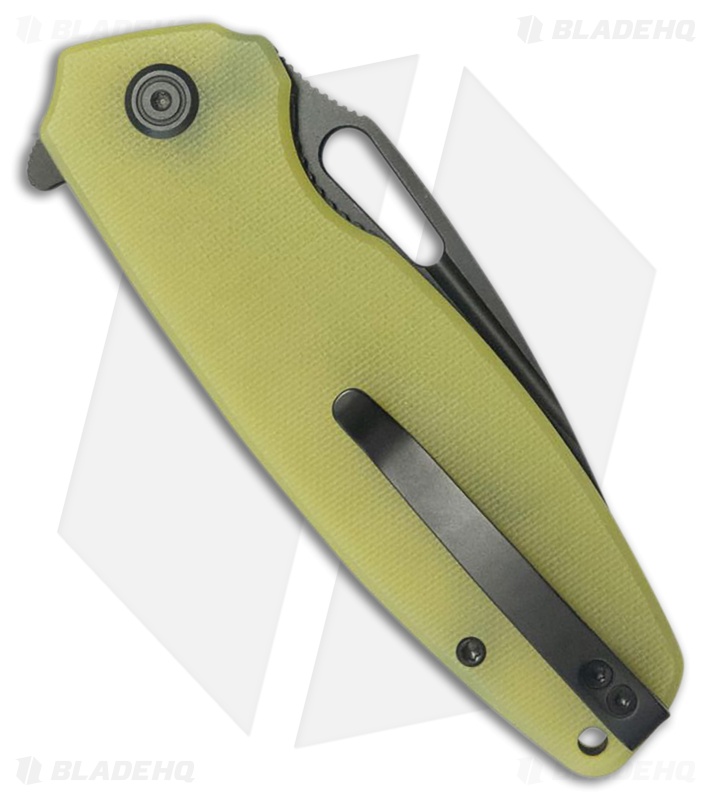 Kubey Tityus Liner Lock Knife Translucent Yellow G-10 (3.4" Black SW)
