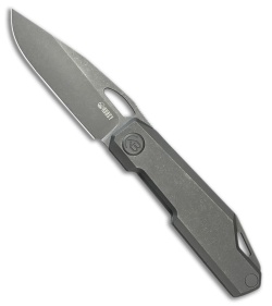 Kubey Knives Verijero Frame Lock Knife Dark Stonewash Titanium (3.4" Dark SW)