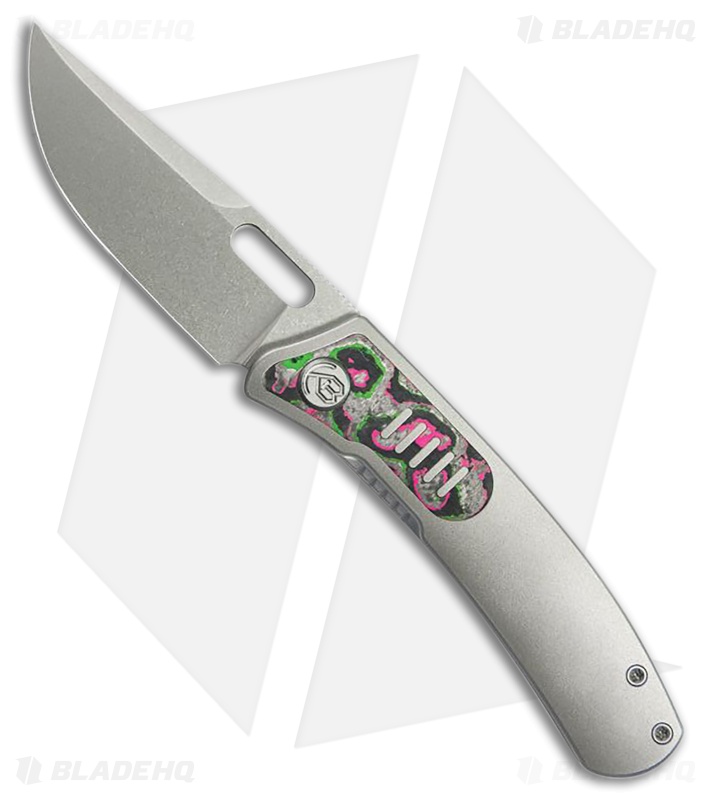 Kubey Common Thread Liner Lock Knife Ti/Watermelon Sugar CamoCarbon (3" SW)