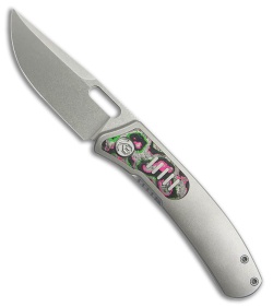Kubey Common Thread Liner Lock Knife Ti/Watermelon Sugar CamoCarbon (3" SW)