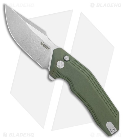 Kubey Knives Basilisk Button Lock Knife OD Green G-10 SW