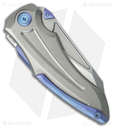 『The SUMOU』 Kubey Knives Sumo Button Lock Knife Gray Ti/Blue Accents SW