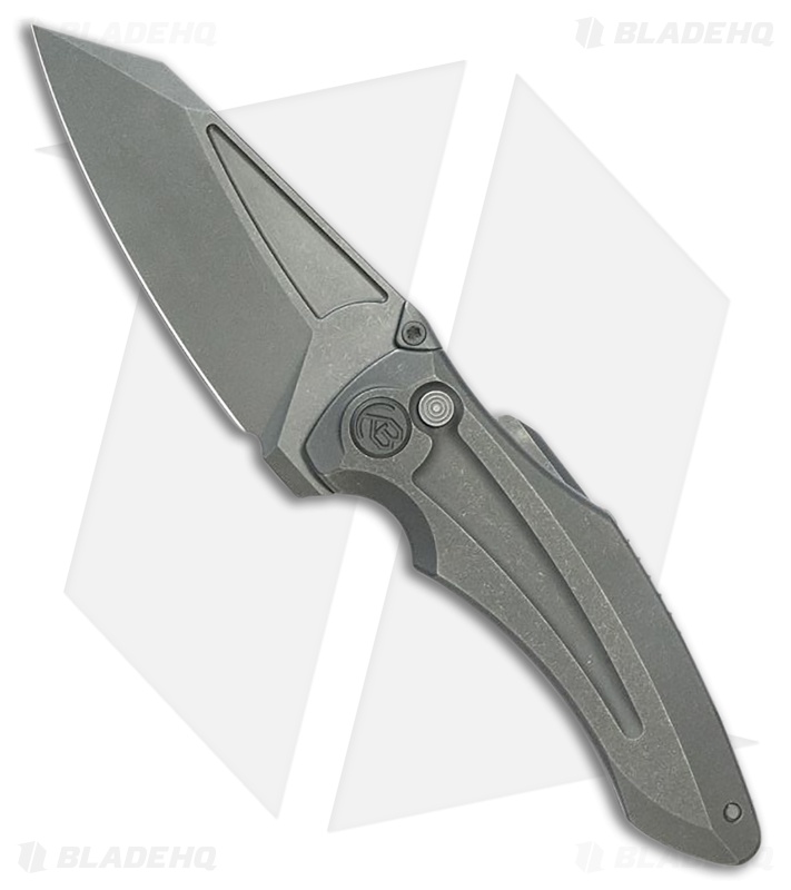 Kubey Knives Sumo Button Lock Knife Dark SW Ti Gray