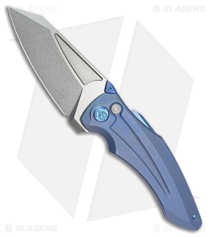 Kubey Knives Sumo Button Lock Knife Blue Ti SW
