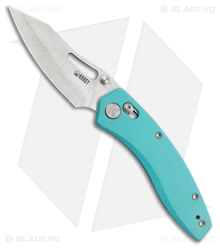 Kubey Knives Caiman Knife Tiffany Blue G-10 Satin