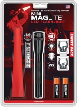 Mag-Lite Mini Maglite 2 AA Cell LED Safety Pack Flashlight Black (97 Lumens)