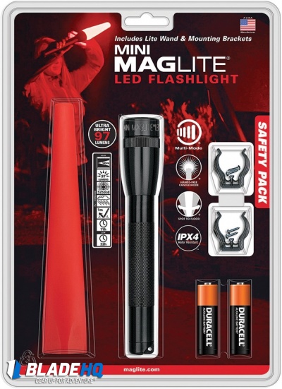 Mag-Lite Mini Maglite 2 AA Cell LED Safety Pack Flashlight Black (97 Lumens)