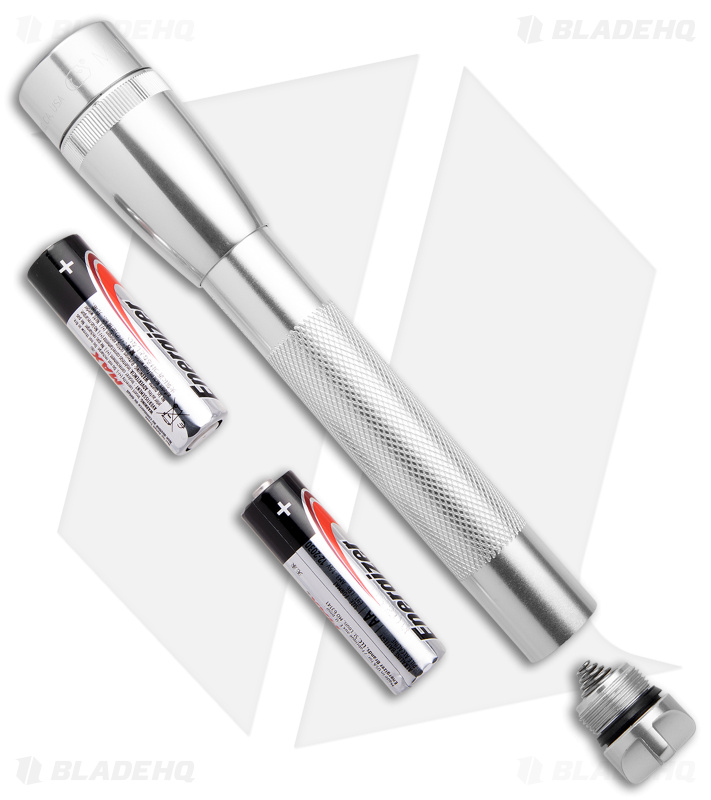 Mag-Lite Mini Maglite 2 AA Cell LED Flashlight Silver (77 Lumens) w/Belt Holster