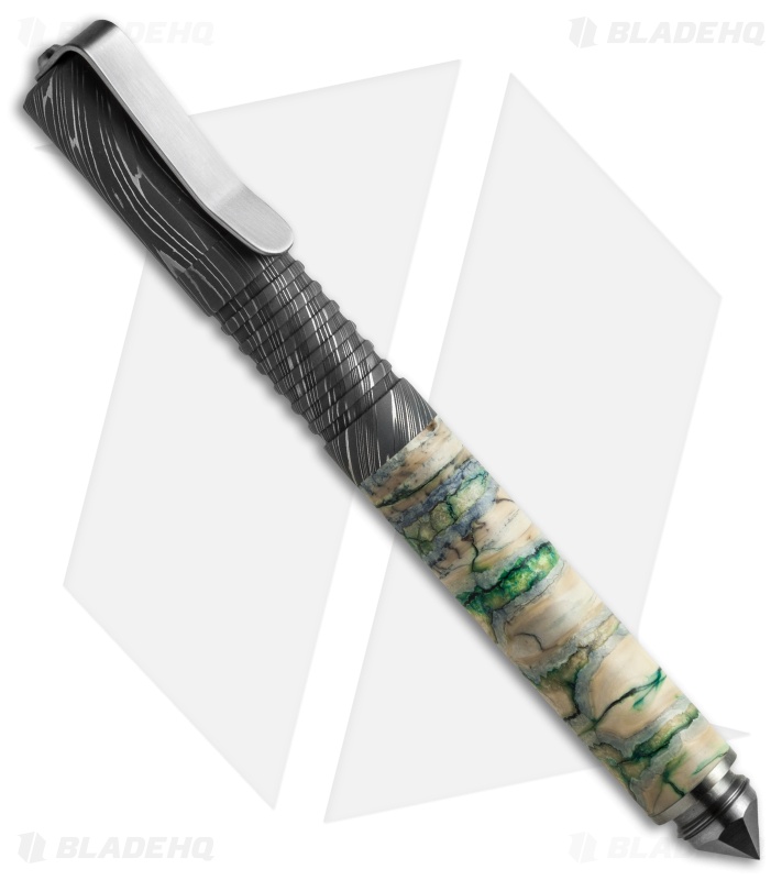 Matthew Martin Tactical 500 Series Pen (Green Mammoth Tooth/Damascus)
