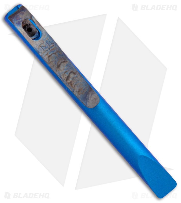 Maverick Customs 3.75" Round Titanium Pocket Pry Bar Tool - Electric Blue