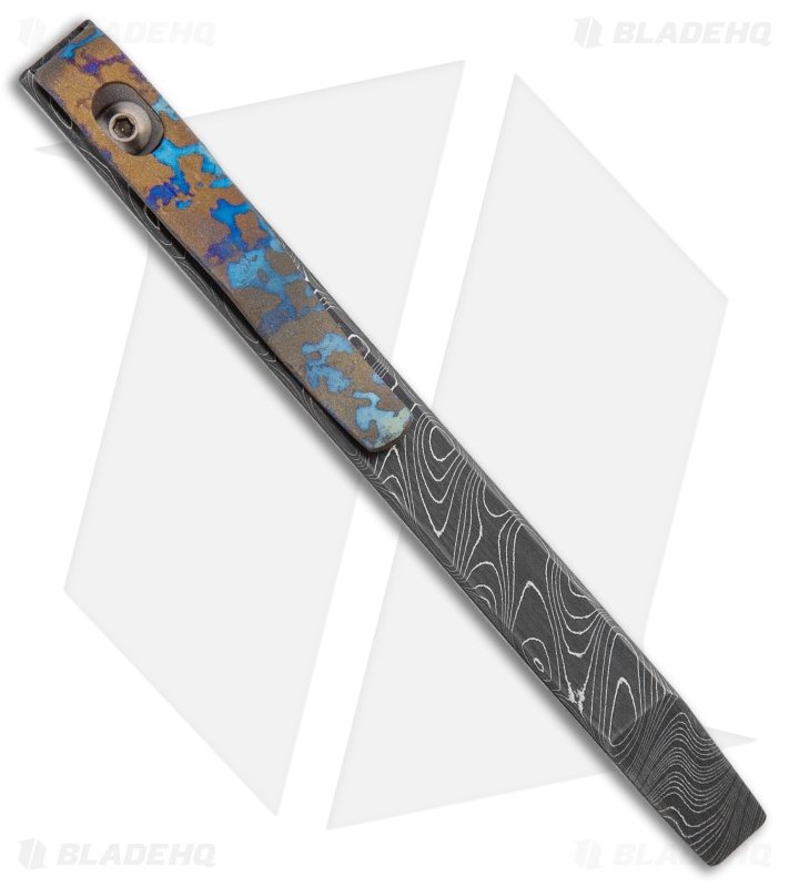 Maverick Customs 4" Slim Pocket Pry Bar Tool Machined - Damascus