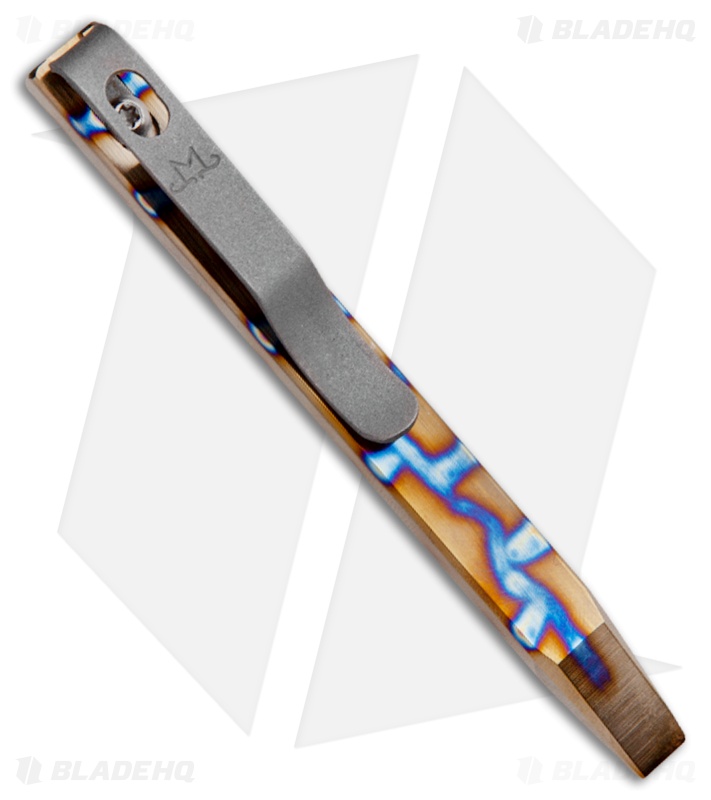 Maverick Customs 4" Slim Titanium Pocket Pry Bar Tool - Flame Stripe