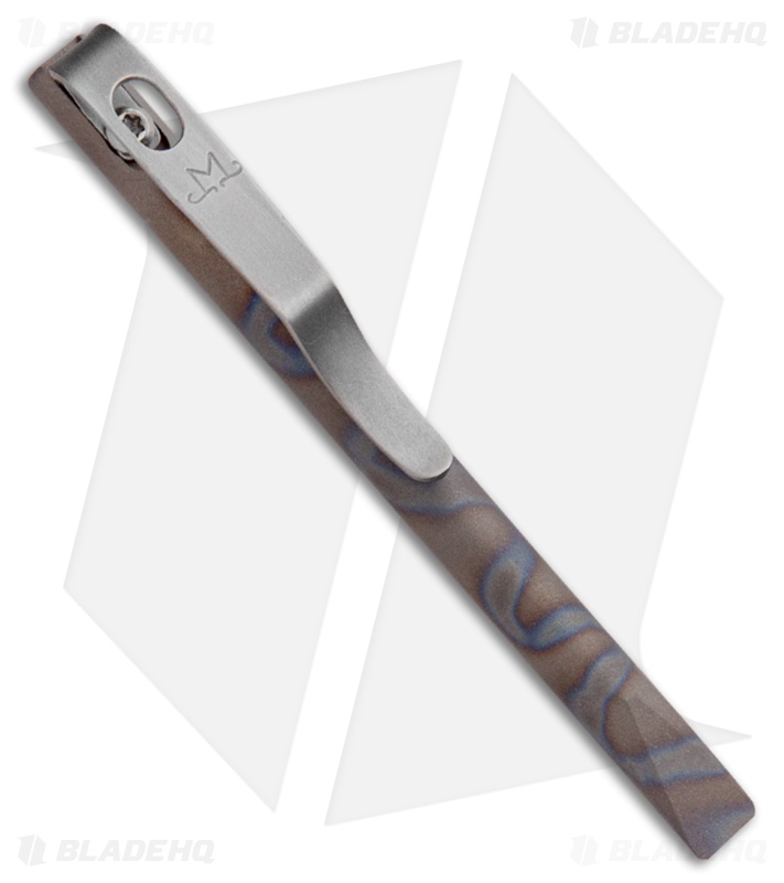Maverick Customs 4" Pen Titanium Pocket Pry Bar Tool - Stonewash Flame Stripe