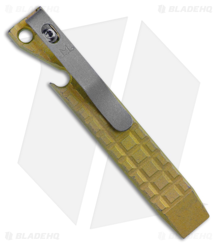 Maverick Customs 4" Titanium Pocket Pry Bar Tool - Gold/Blue Stonewash