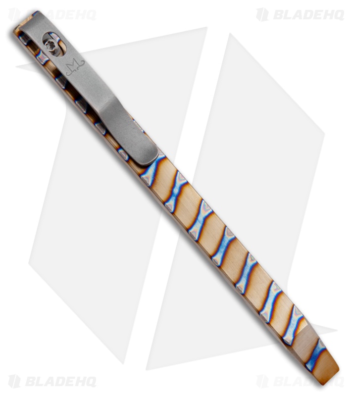 Maverick Customs 5.25" Slim Titanium Pocket Pry Bar Tool - Flame Stripe
