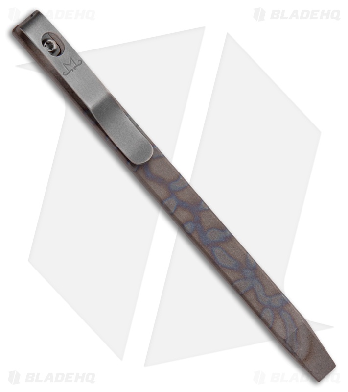 Maverick Customs 5.25" Slim Titanium Pocket Pry Bar Tool - Stonewash/Stripe