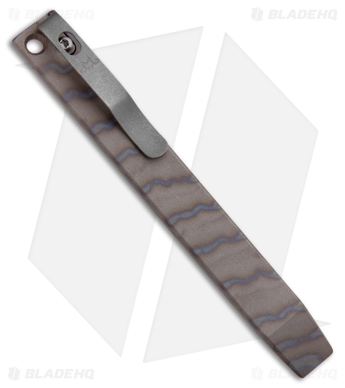 Maverick Customs 5.25" Titanium Pocket Pry Bar Tool - Stonewash Flame Stripe