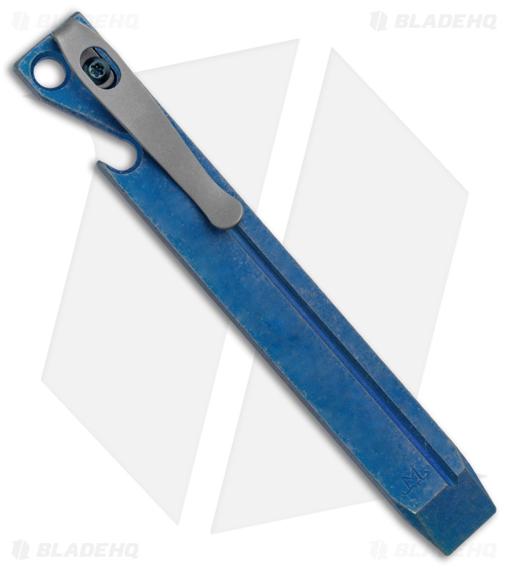 Maverick Customs 5" Titanium Pocket Pry Bar Tool - Blue Stripe