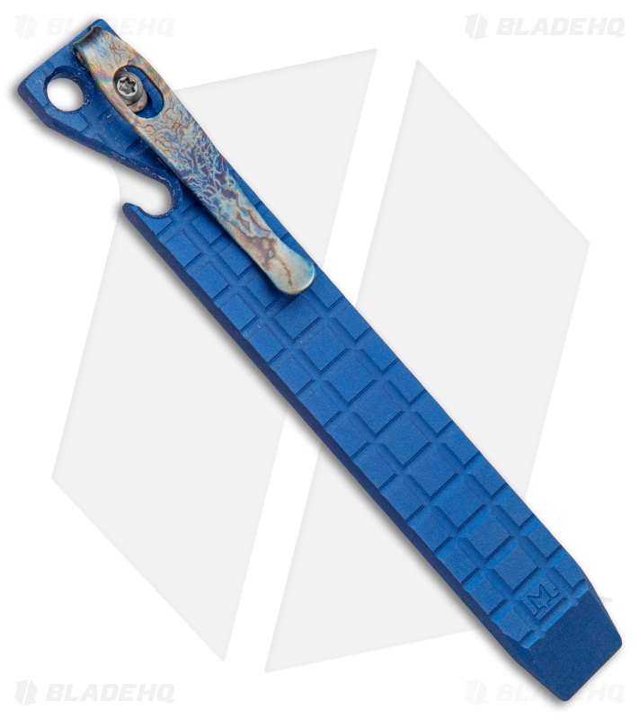 Maverick Customs 5" Titanium Pocket Pry Bar Tool - Blue Frag w/ Tesla Lynch Clip