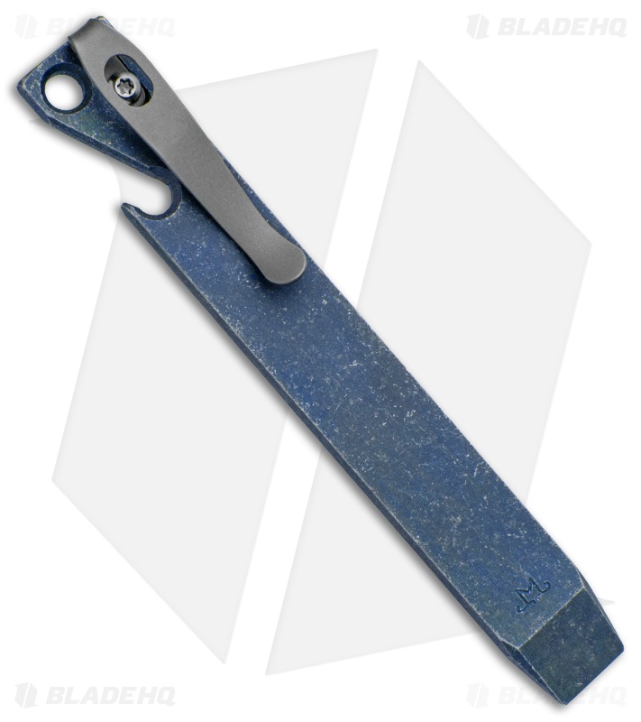 Maverick Customs 5" Titanium Pocket Pry Bar Tool - Blue Stonewash