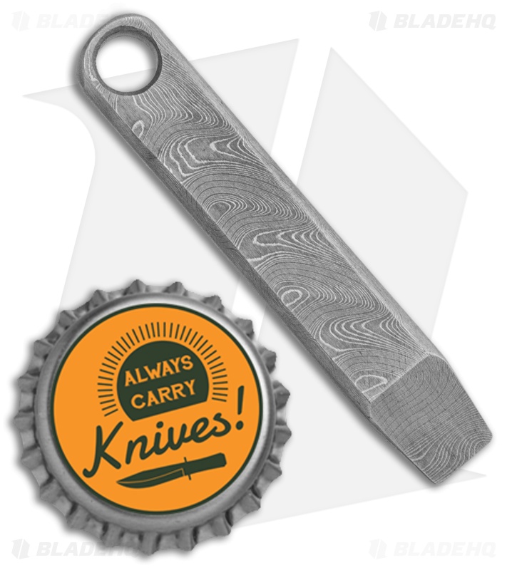 Maverick Customs Keychain Pry Bar Tool Machined -  Boomerang Damascus