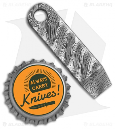 Maverick Customs Keychain Pry Bar Tool Machined -  OE Boomerang Damascus