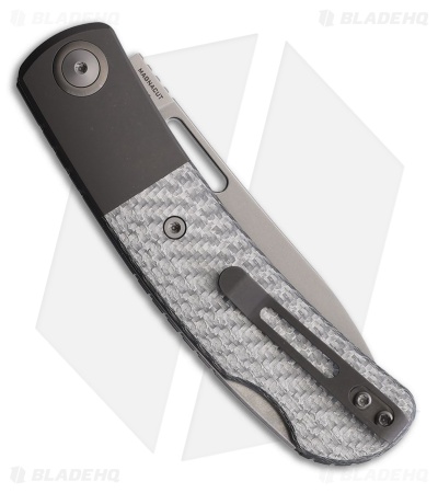 Maxace Knives Beetle 2 Lockback Knife Silver Carbon Fiber (3.5" Bead Blast)