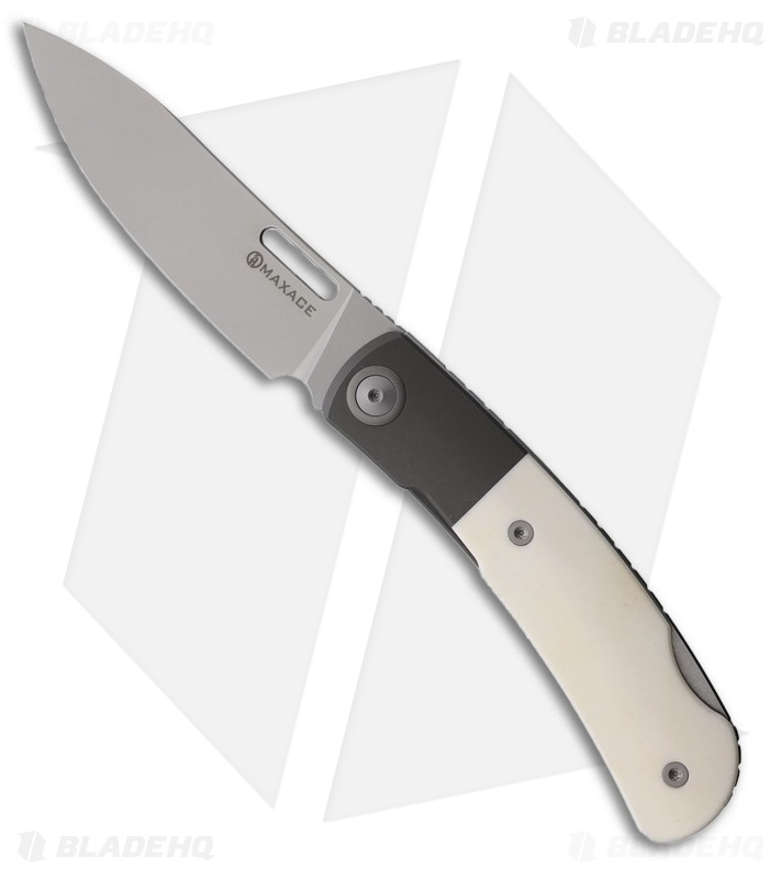Maxace Knives Beetle 2 Lockback Knife White Bone (3.5" Bead Blast)