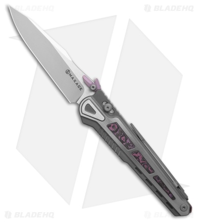 Maxace Knives Midnight Heron Pivot Lock Knife Titanium/Fatcarbon (4" Satin)