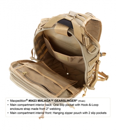 Maxpedition Malaga Gearslinger Khaki Shoulder Pack Hydration Bag 0423K