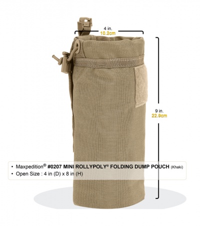 Maxpedition Mini Rollypoly Black Folding Dump Utility Bottle Pouch 0207B