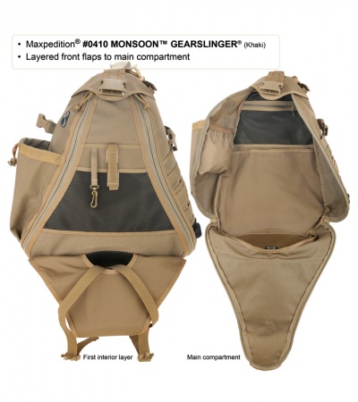 Maxpedition Monsoon Gearslinger Khaki Shoulder Pack Hydration 0410K