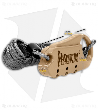 Maxpedition 3-Dial Combination Steel Cable Lock 