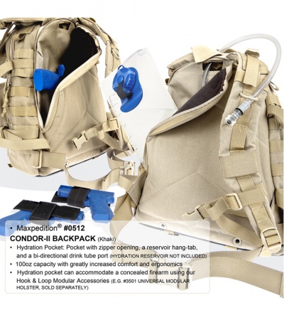 Maxpedition Condor II Black 2-Day Assault Backpack Hydration 0512B